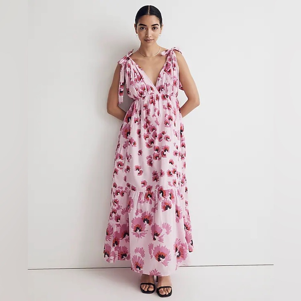 Banjanan Cosmos Floral Mix Cotton Voile Maxi Dress in Pink, Size XXL NWT $430